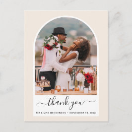 Arched Photo Cream 結婚's Thank You ポストカード