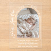 Arched Photo Elegant Script Birth Announcement アクリル招待状 (正面)