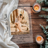 Arched Photo Elegant Script Save the Date アクリル招待状