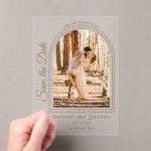 Arched Photo Elegant Script Save the Date アクリル招待状 (インサイチュ (ポータブル))