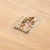 Arched Photo Elegant Script Save the Date アクリル招待状 (レイダウン)