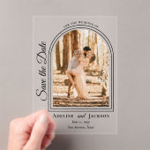 Arched Photo Elegant Script Save the Date アクリル招待状 (インサイチュ (ポータブル))