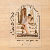 Arched Photo Elegant Script Save the Date アクリル招待状 (正面)