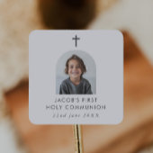 Arched Photo First Communion Boy Thank You スクエアシール
