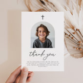 Arched Photo First Communion Boy Thank You 招待状