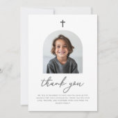 Arched Photo First Communion Boy Thank You 招待状 (正面)