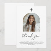 Arched Photo First Communion Girl Thank You サンキューカード (正面/裏面)