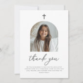 Arched Photo First Communion Girl Thank You 招待状 (正面)