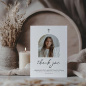 Arched Photo First Communion Girl Thank You 招待状