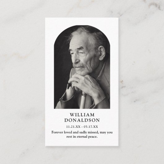 Arched Photo Funeral Sympathy Prayer 名刺 (正面)