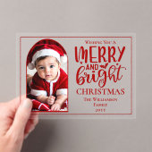 Arched Photo Merry and Bright Holly アクリル招待状 (インサイチュ (ポータブル))