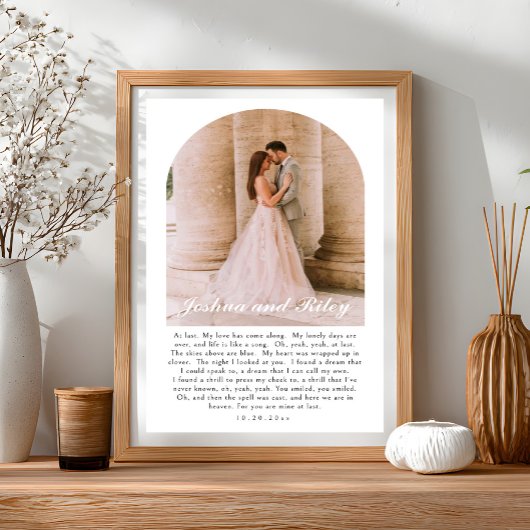 Arched Photo Wedding Song Lyrics Print ポスター