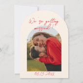 Arched Retro Hand Drawn Red Unique Photo Wedding 招待状 (裏面)