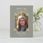 Arched Sage Green Floral Graduation サンキューカード (スタンド正面)