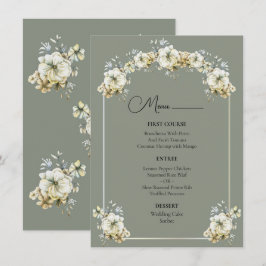 Arched Sage Green Floral Wedding Menu メニュー