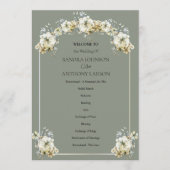 Arched Sage Green Floral Wedding Program プログラム (正面)