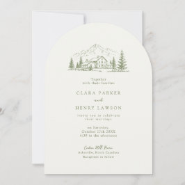 Arched Sage Mountain Photo Wedding Invitation 招待状