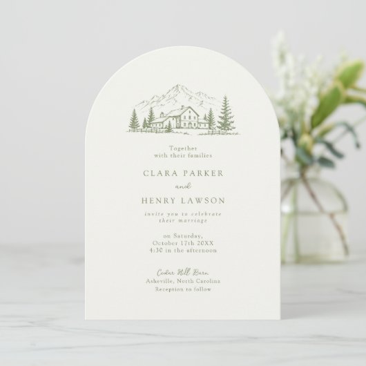 Arched Sage Mountain Photo Wedding Invitation 招待状 (スタンド正面)