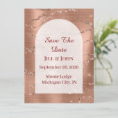 Arched Save The Date Wedding Rose Gold   Card セーブザデート (スタンド正面)