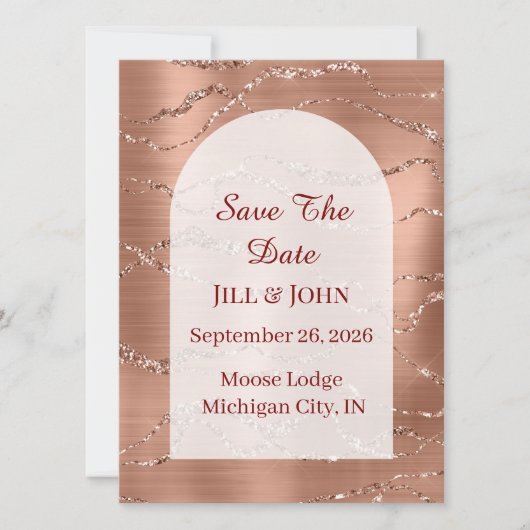 Arched Save The Date Wedding Rose Gold   Card セーブザデート (正面)