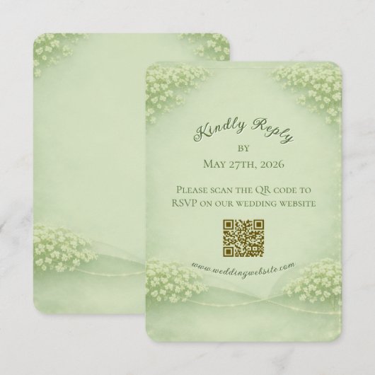 Arched Soft Green Wedding RSVP card (正面/裏面)