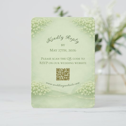 Arched Soft Green Wedding RSVP card (スタンド正面)