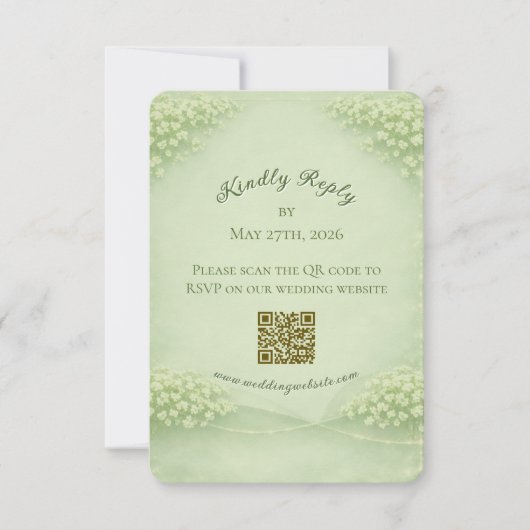 Arched Soft Green Wedding RSVP card (正面)