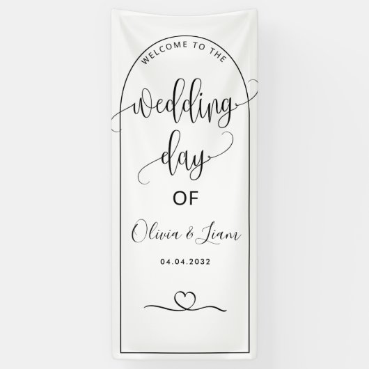 Arched Wedding Welcome Sign, Entrance Backdrop 横断幕 (縦)