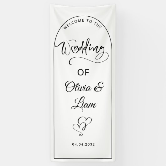 Arched Wedding Welcome Sign, Entrance Backdrop 横断幕 (縦)