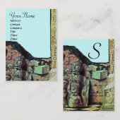 ARCHEO /古代，考古学モノグラム，ティール（緑がかった色）ブルー 名刺 (正面/裏面)