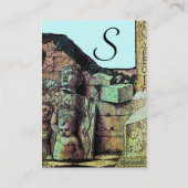 ARCHEO /古代，考古学モノグラム，ティール（緑がかった色）ブルー 名刺 (裏面)