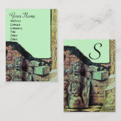 ARCHEO /古代，考古学モノグラム，ブラウングリーン 名刺 (正面/裏面)