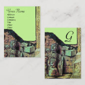 ARCHEO /古代，考古学モノグラム，ブラウングリーン 名刺 (正面/裏面)