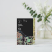 ARCHEO /古代，考古学モノグラム，ブラックグリーン 名刺 (スタンド正面)