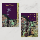 ARCHEO /古代，考古学モノグラム，紫グリーン 名刺 (正面/裏面)