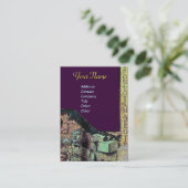 ARCHEO /古代，考古学モノグラム，紫グリーン 名刺 (スタンド正面)