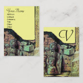 ARCHEO /古代，考古学モノグラム，黄緑 名刺 (正面/裏面)