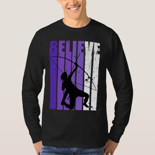 Archery Archer Believe Silhouette Colorful Purple Tシャツ (正面)
