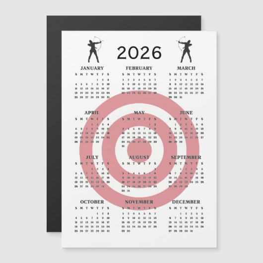 Archery Design 2026 Calendar Magnetic Card (正面/裏面)