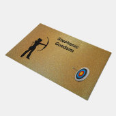 Archery Female Archer silhouette and Target ドアマット (アングル)