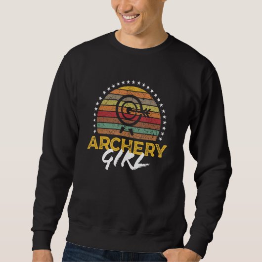 Archery Girl Woman Female Retro Vintage Graphic スウェットシャツ (正面)