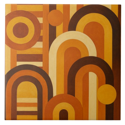Arches and Sunspots Retro MCM Geometric Design タイル (正面)