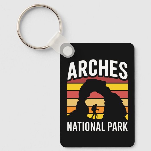 Arches National Park Retro Sunset キーホルダー (正面)