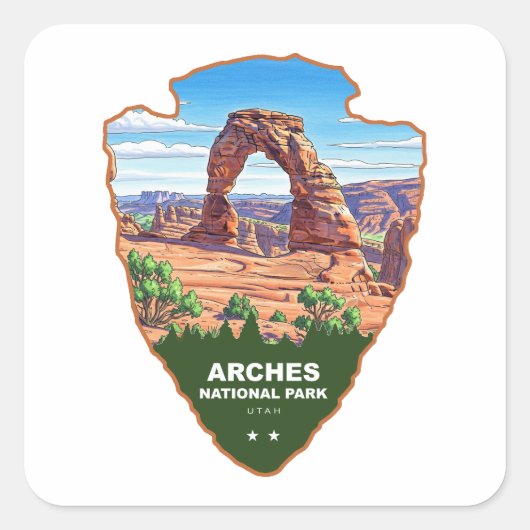 Arches National Park Utah Arrowhead スクエアシール (正面)