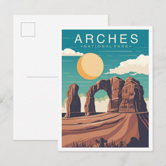 Arches National Park Utah USA Travel Illustration ポストカード (正面/裏面)