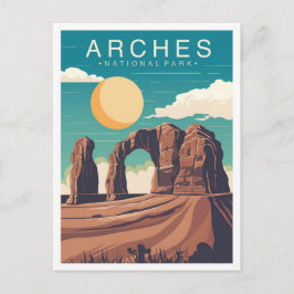 Arches National Park Utah USA Travel Illustration ポストカード
