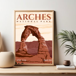 Arches National Park Utah Vintage Desert Landscape ポスター