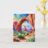 Arches National Park Utah Watercolor カード (黄色い花)