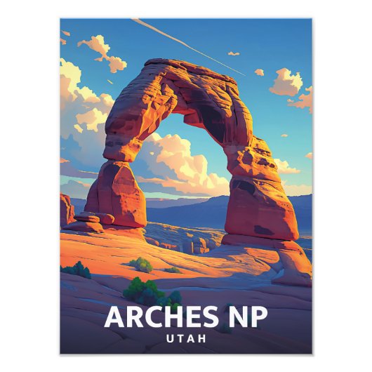 Arches NP Utah - Vintage Poster - Illustration フォトプリント (正面)