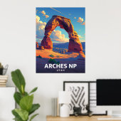 Arches NP - Vintage Travel Illustration ポスター (ホームオフィス)